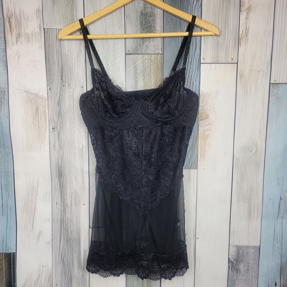 Oh La La Cheri Black Babydoll Chemise Underwire Lace Slip size Sm - Picture 4 of 7